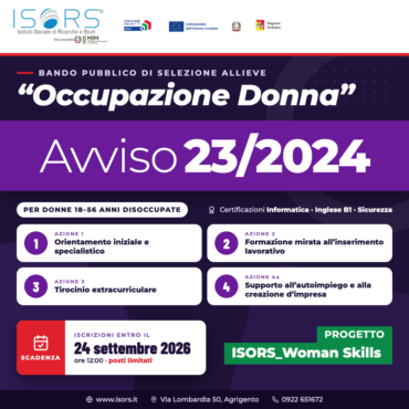 AVVISO 23/2024 – OCCUPAZIONE DONNA – BANDO SELEZIONE ALLIEVI